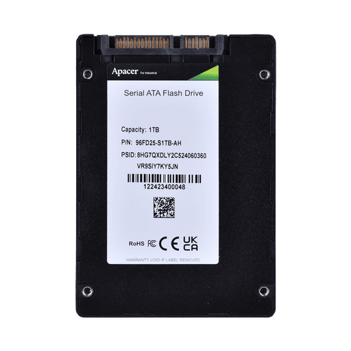 part number 96FD25-S1TB-AH APACER 2.5" SATA 1TB Bics5 TLC  -25°C ~ +85 °C image