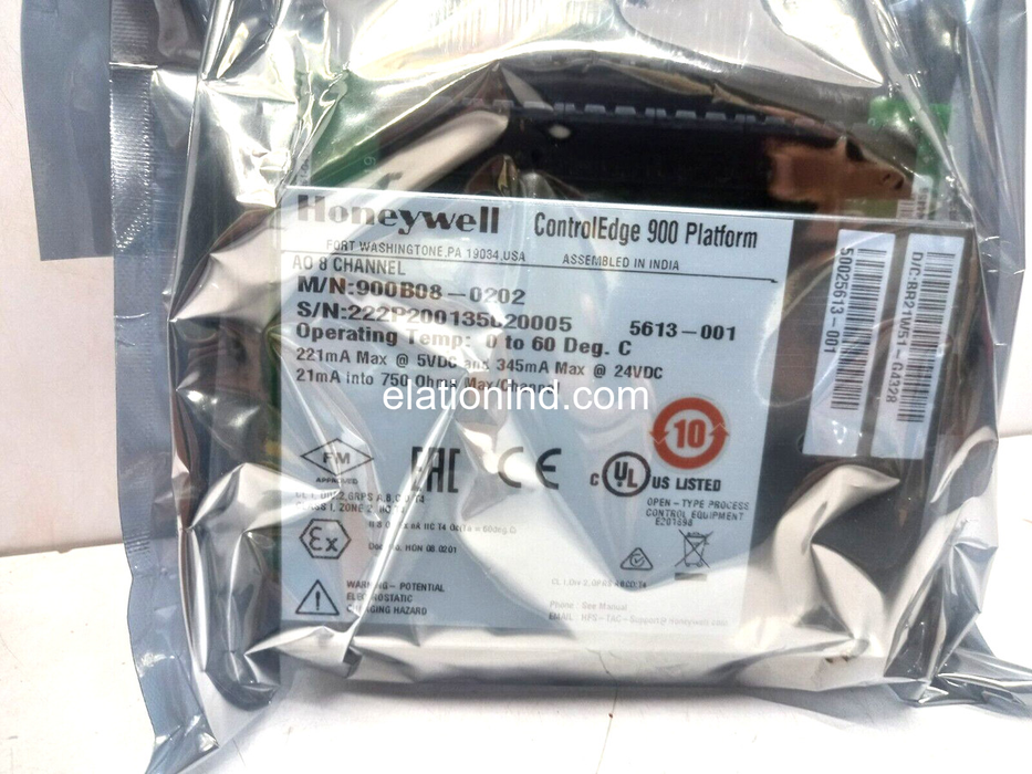 Honeywell 900B08-0202 8-Channel 0–20 mA Analog Output Module for Industrial Automation