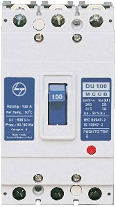 L&T CM90905OOMO 160A 2Pole  65kA MCCB TM Release, Type: DU250, 250V DC, (2P in Series) L/R < 15 msec.