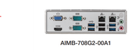 Rear I/O of AIMB-708 with HDMI, USB 3.2, dual LAN ports, and serial ports