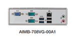 I/O of AIMB-708 with HDMI, USB 3.2, dual LAN ports, and serial ports