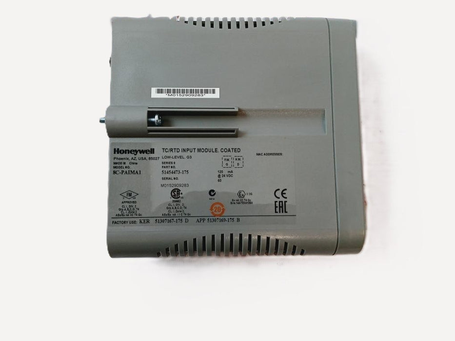 Honeywell 8C-PAIMA1 mounted on DIN rail in industrial control panel