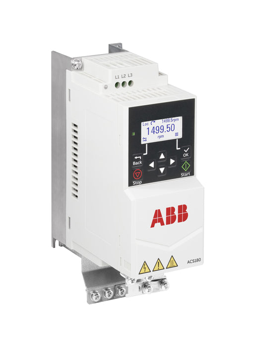 LV AC machinery drive module, IEC: Pn 0.55 kW, 1.8 A, 400 V, UL: Pld 0.75 Hp, 1.6 A, 460 V (ACS180-04S-01A8-4)