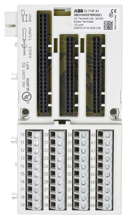 ABB 3BDH000378R0001 TU 715F I/O Terminal Unit, 24 VDC