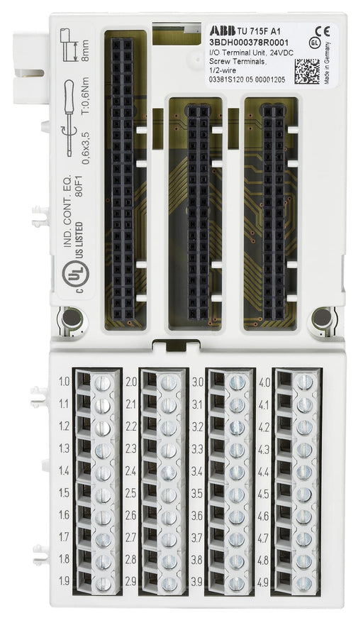 ABB 3BDH000378R0001 TU 715F I/O Terminal Unit, 24 VDC