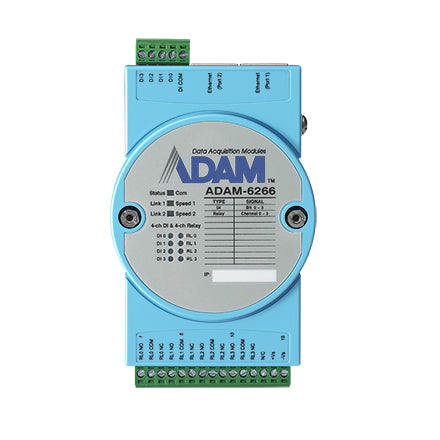 part number ADAM-6266-B 4Relay/4DI IoT Modbus/SNMP/MQTT 2Ports Ethernet Remote I/O image
