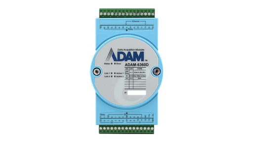 part number ADAM-6360D-A1 8Relay(PhotoMOS SPST)/14DI/6DO IoT Modbus/OPC UA Ethernet Remote I/O image