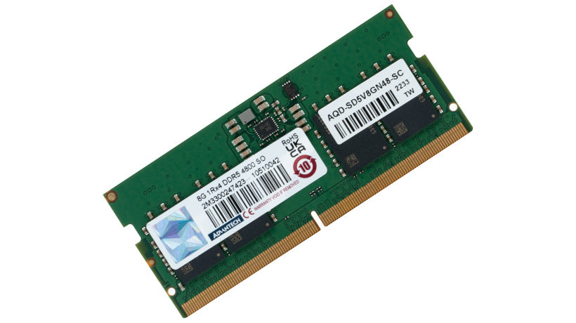 part number AQD-SD5V8GN48-SC Advantech 8GB SO-DIMM DDR5-4800 262Pin 1Gx16 1.1V Unbuffered Samsung Chip image