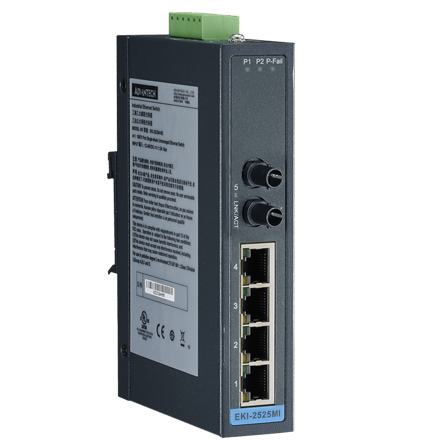 part number EKI-2525MI-ST-BE 4+1 ST Multi-mode Unmanaged Ethernet Switch,  -40~75? image