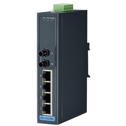 part number EKI-2525MI-ST-BE 4+1 ST Multi-mode Unmanaged Ethernet Switch,  -40~75? image