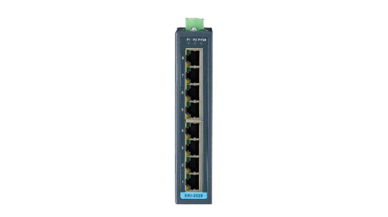 Industrial-grade unmanaged switch with IP30 metal case – Advantech EKI-2528C-IN