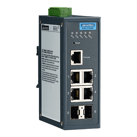 part number EKI-7706E-2FI-AE 4+2G port Gigabit Managed Ethernet Switch with 4 PoE+ port,-40~75? image