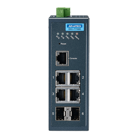 part number EKI-7706E-2FI-AE 4+2G port Gigabit Managed Ethernet Switch with 4 PoE+ port,-40~75? image