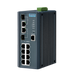 Front view of EKI-7710E-2CI-BE showing 8 RJ-45 and 2 SFP combo ports