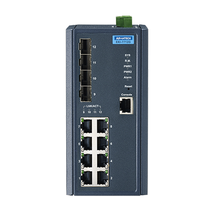 part number EKI-7712G-4FI-AE 12 port Full Gigabit Managed Ethernet Switch, -40~75? image