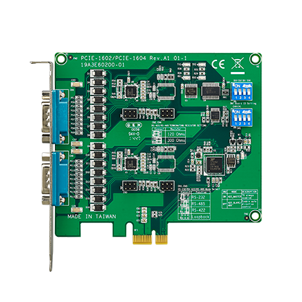 part number PCIE-1602B-AE 2-port RS-232/422/485 PCIe Communication Card with Surge image