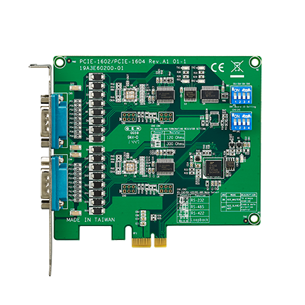 part number PCIE-1604B-AE 2-port RS-232 PCIe Communication Card with Surge image