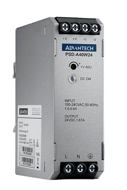 part number PSD-A40W24 DIN Rail AC to DC 100-240V 40W 24V image