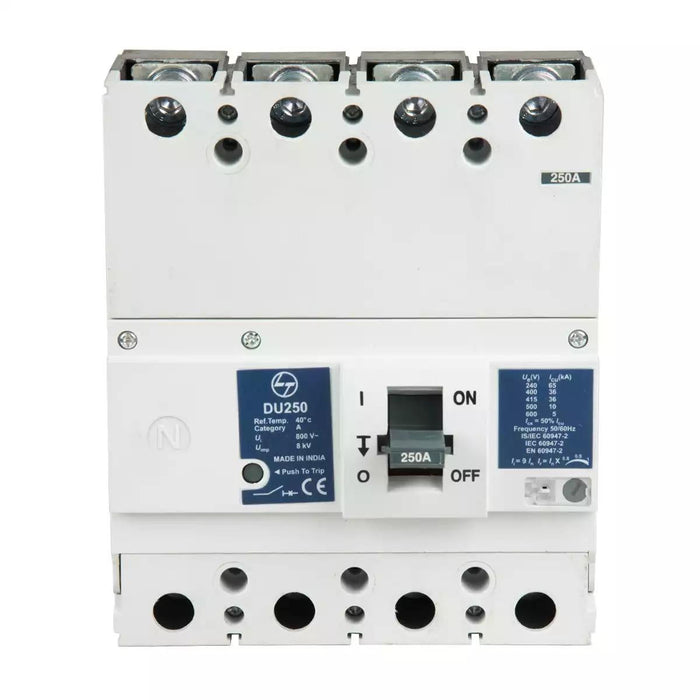 L&T CM90905OOMO 160A 2Pole  65kA MCCB TM Release, Type: DU250, 250V DC, (2P in Series) L/R < 15 msec.