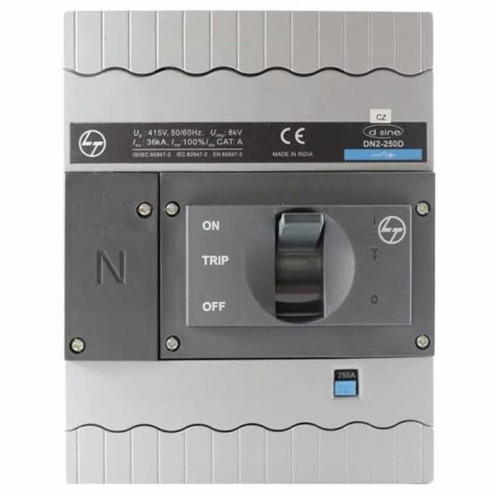 L&T CM92102OOL1OG 125A 4Pole 70kA MCCB TM Release, Type: DN2-250S, 415V AC, 50Hz