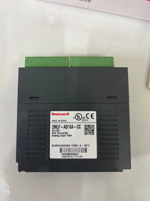 Close-up of input terminal blocks on Honeywell 2MLF‑AD16A‑CC