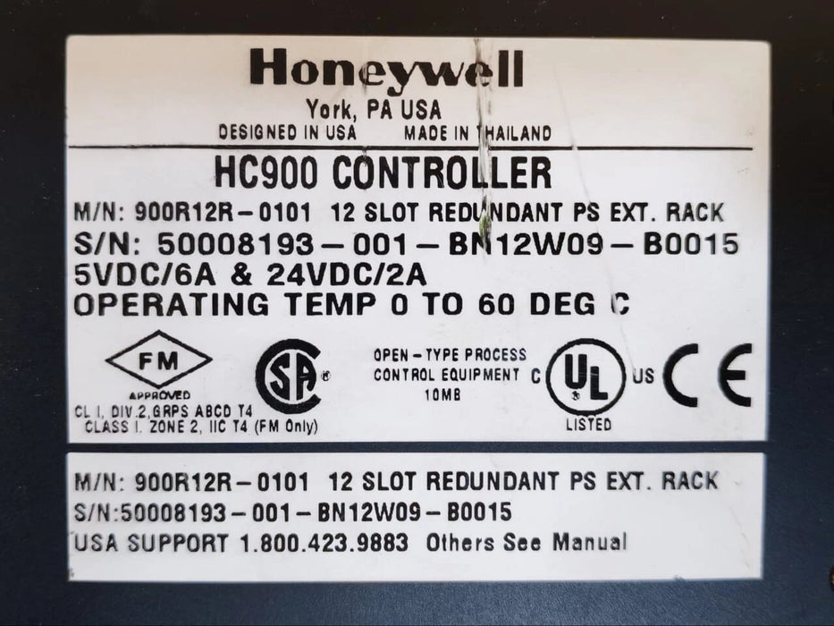 Model number panel for Honeywell 900R12R-0101