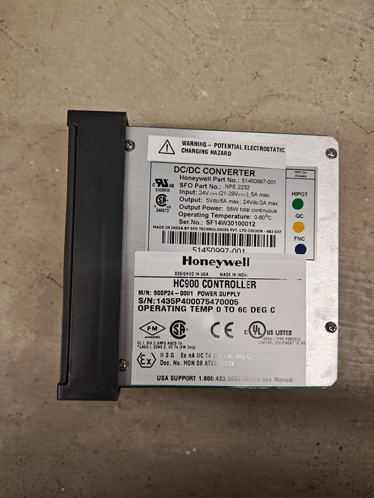 Back view of Honeywell 900P24-0001 Power Supply Module