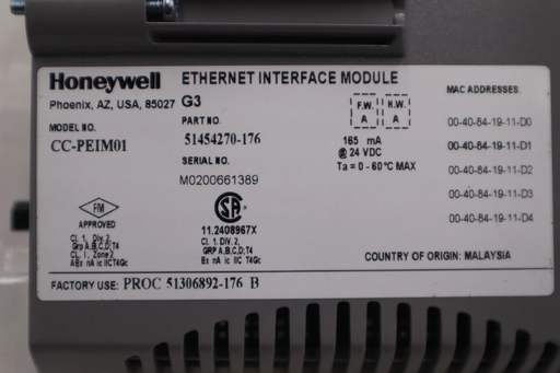 Close up view of Honeywell CC‑PEIM01